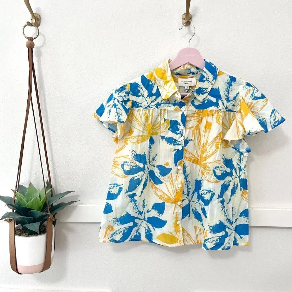 NWOT Elizabeth James The Label Val Top Sea Flower Size XS - Picture 2 of 6